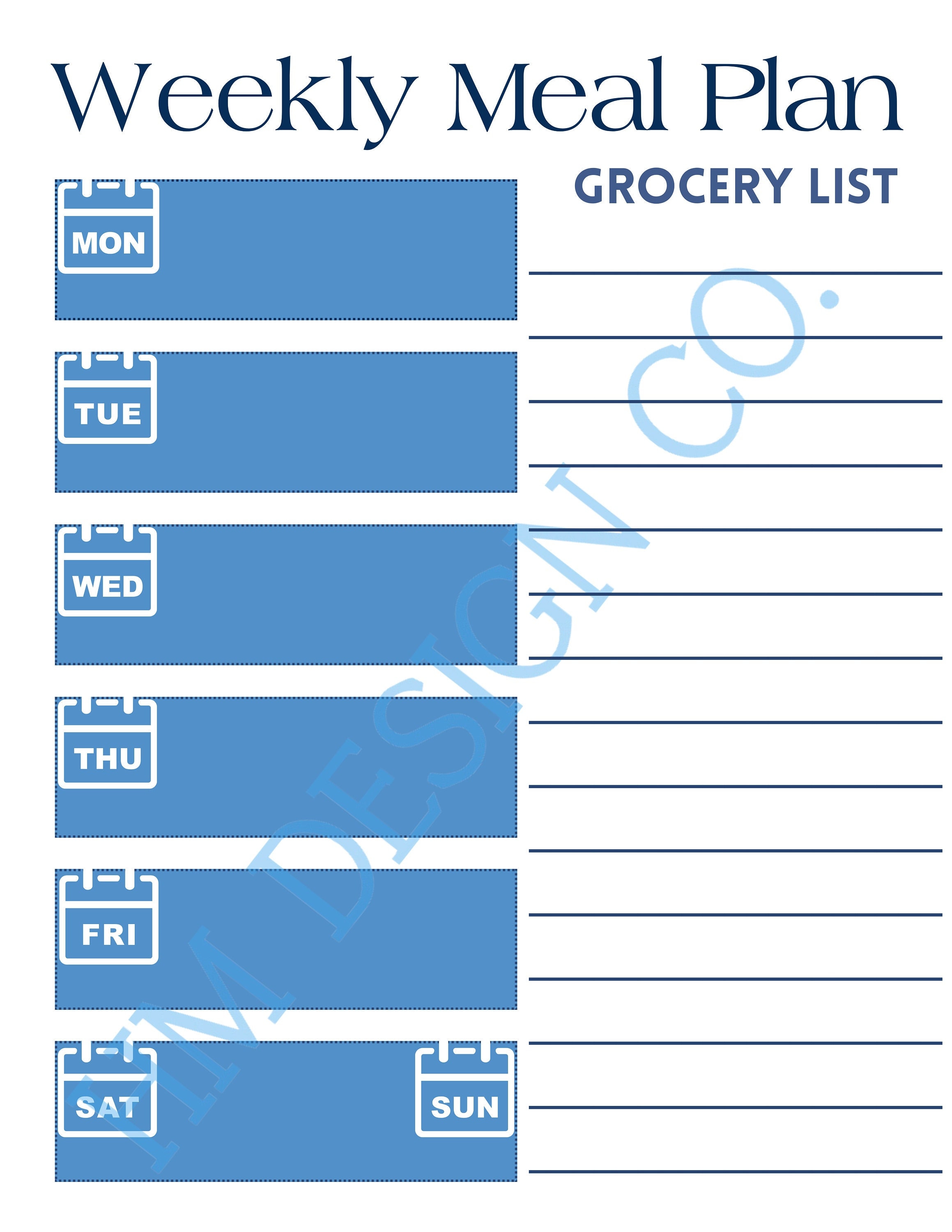 Effortless Weekly Meal Plan Printable File Digital Download ...