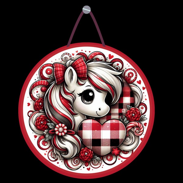 Valentine, round, door hanger,  digital, wreath making, digital prints,  printable , sign, instant download, png, kids, horse ,png, pony