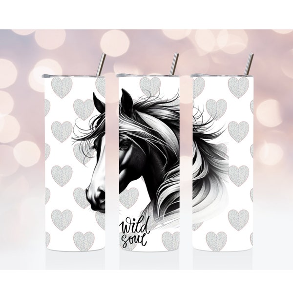 Black Horse  20oz Skinny Tumbler Wrap Sublimation Design, Tumbler PNG Instant Digital Download, Straight Tumbler Wrap PNG, Horses, wall art