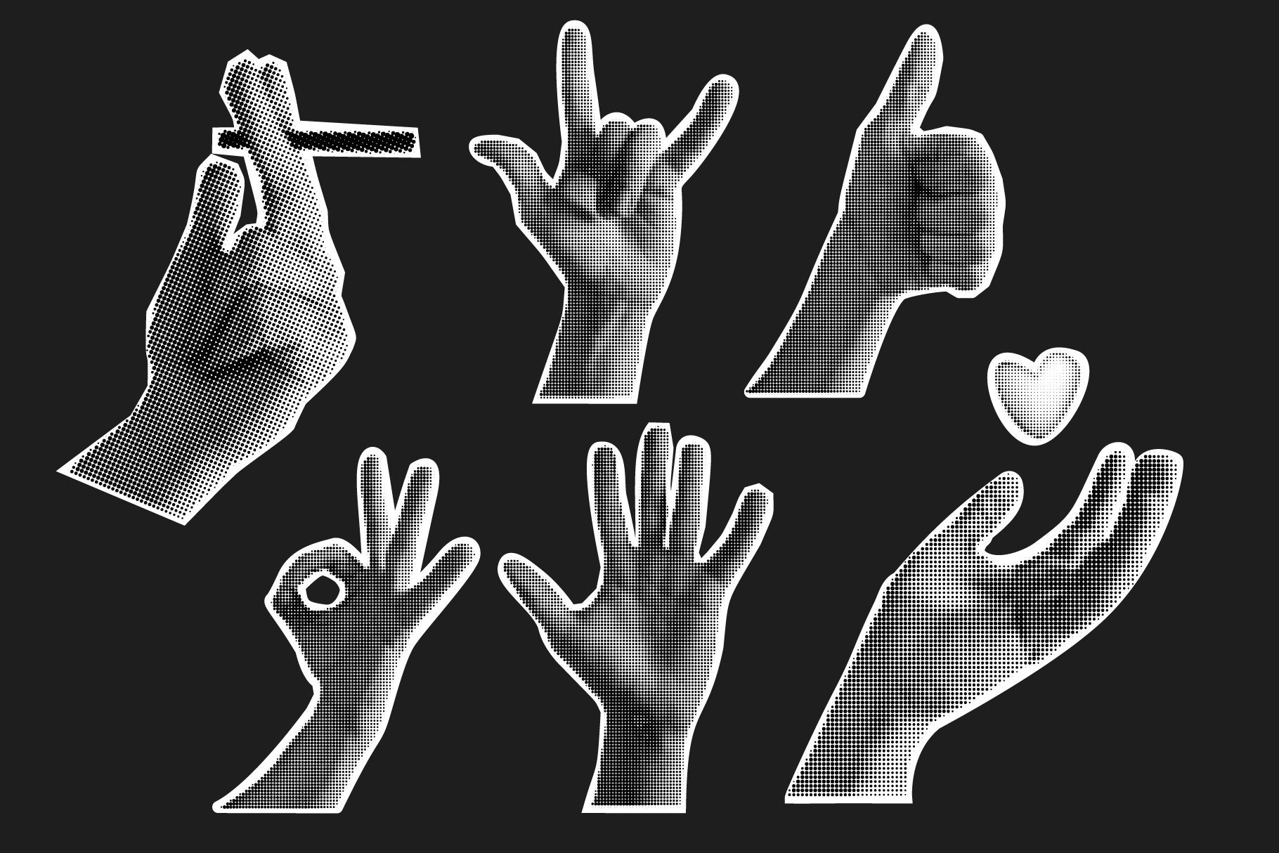 Collage Kit Vector Halftone Elements Etsy