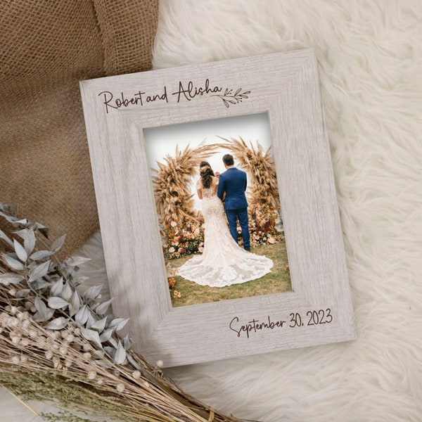 Personalized Wedding Picture Frame | Wedding Gift for The Couple | Anniversary Picture Frame Gift | Custom Engraved Wedding Photo