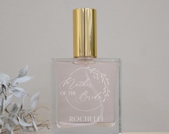 Personalized Mother of the Bride Perfume Bottle – Engraved Floral Keepsake