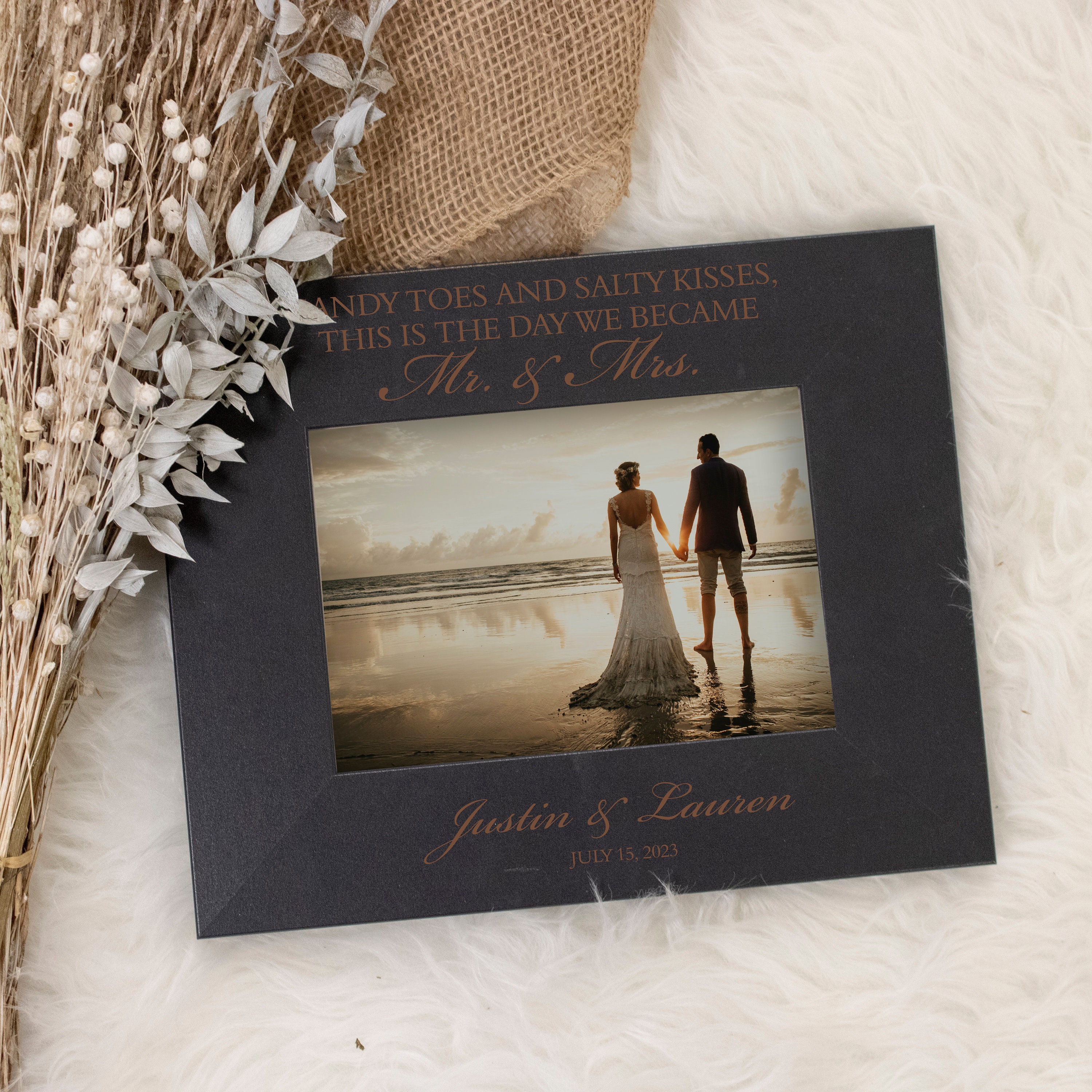 Beach Wedding Picture Frame Personalized Beach Wedding Photo Frame