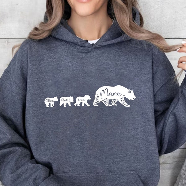 Mama Bear Hoodie, Custom Kids Names, Personalized Mama Bear Hoodie, Mothers Day Gifts, Gift For Wife, Motherhood Clothes, Presents For Mom