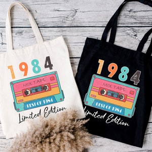 Limited Edition 1984 Bag, Birthday Tote Bag, Birthday Shoulder Bag, Born In 1984, 40th Birthday Gift, Mom 40th Birthday Bag, Retro Bag