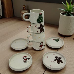 Artisan Ceramic Mug and Saucer Set – 6 oz Hand-Glazed Coffee Cup with Plate