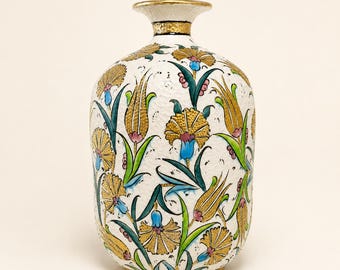 花柄陶器花瓶 手作りのトルコ陶器の花瓶：イズニック花柄陶器、オスマン帝国の装飾