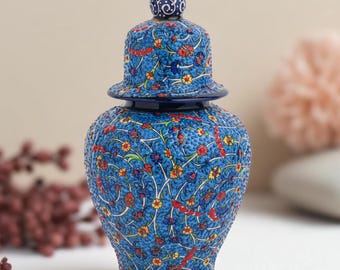 手描きのトルコ陶器製蓋付き花瓶、オスマン帝国の花柄の瓶 - Etsy 日本