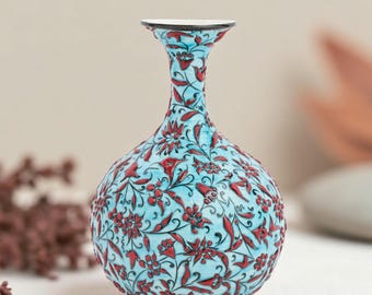 Small Red Ceramic Vase, Handmade Minimalist Tabletop Décor, Artisanal Pottery Accent