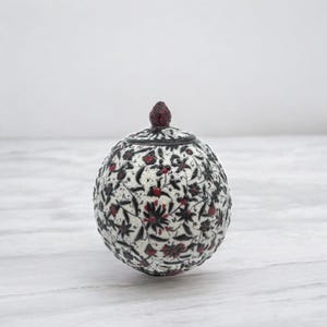Handmade Ceramic Sugar Bowl with Lid: Floral Embossed Pottery