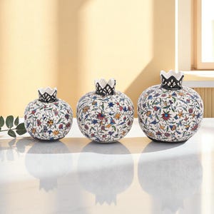 Ceramic Pomegranate Set, Handmade Pottery Home Decor, Symbol of Abundance, Housewarming Gift