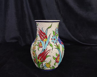 Small Decorative Vase, Handmade Ceramic Vase, Turkish Vase, Handpainted Flower Vase, Pottery Vase