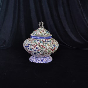 Handmade Floral Ceramic Sugar Bowl with Lid – 6" Pottery Sweet Bowl, Decorative Sugar Container, Unique Ceramic Gift, Lidded Sugar Bowl