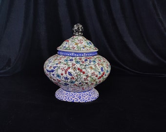 Handmade Floral Ceramic Sugar Bowl with Lid – 6&quot; Pottery Sweet Bowl, Decorative Sugar Container, Unique Ceramic Gift, Lidded Sugar Bowl