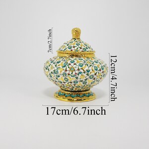 Handmade Ceramic Candy Dish with Lid: Gold Rim Decorative Pottery (20 cm)