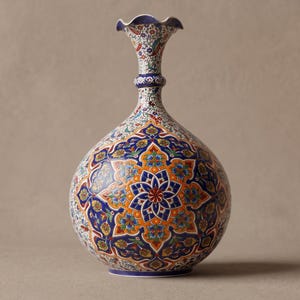Handmålad turkisk keramisk blomvas 30 cm stor glansig glaserad heminredning keramik