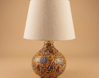 Handgemachte türkische Keramik Tischlampe - Handbemalte Bunte Boho Wohnkultur