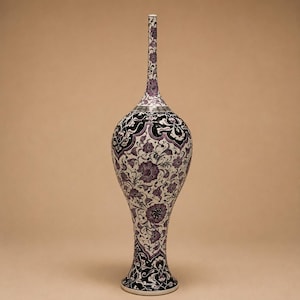 Tall Turkish Çini Vase 60 cm | Large Ceramic Hittite Urn | Handmade Pottery Floor Decor | Fine Art Gift