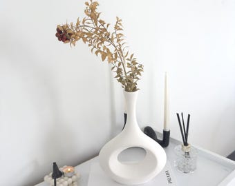 White Ceramic Vase: Minimalist Nordic Boho Decor, DIY Customization