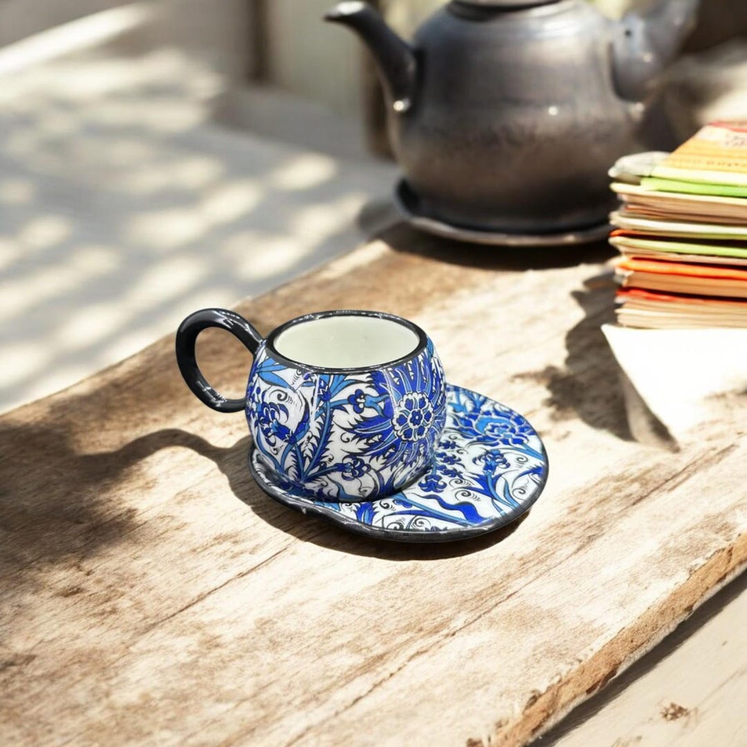 Handcrafted Espresso Cup and Saucer Set – Hand-painted Ceramic Coffee ...