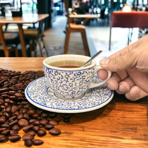 ceramic handmade double coffee cup saucer