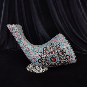 Handmade Ceramic Gramophone Speaker: Floral Turkish Pottery Phone Amplifier