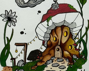 Mushroom Town Painting