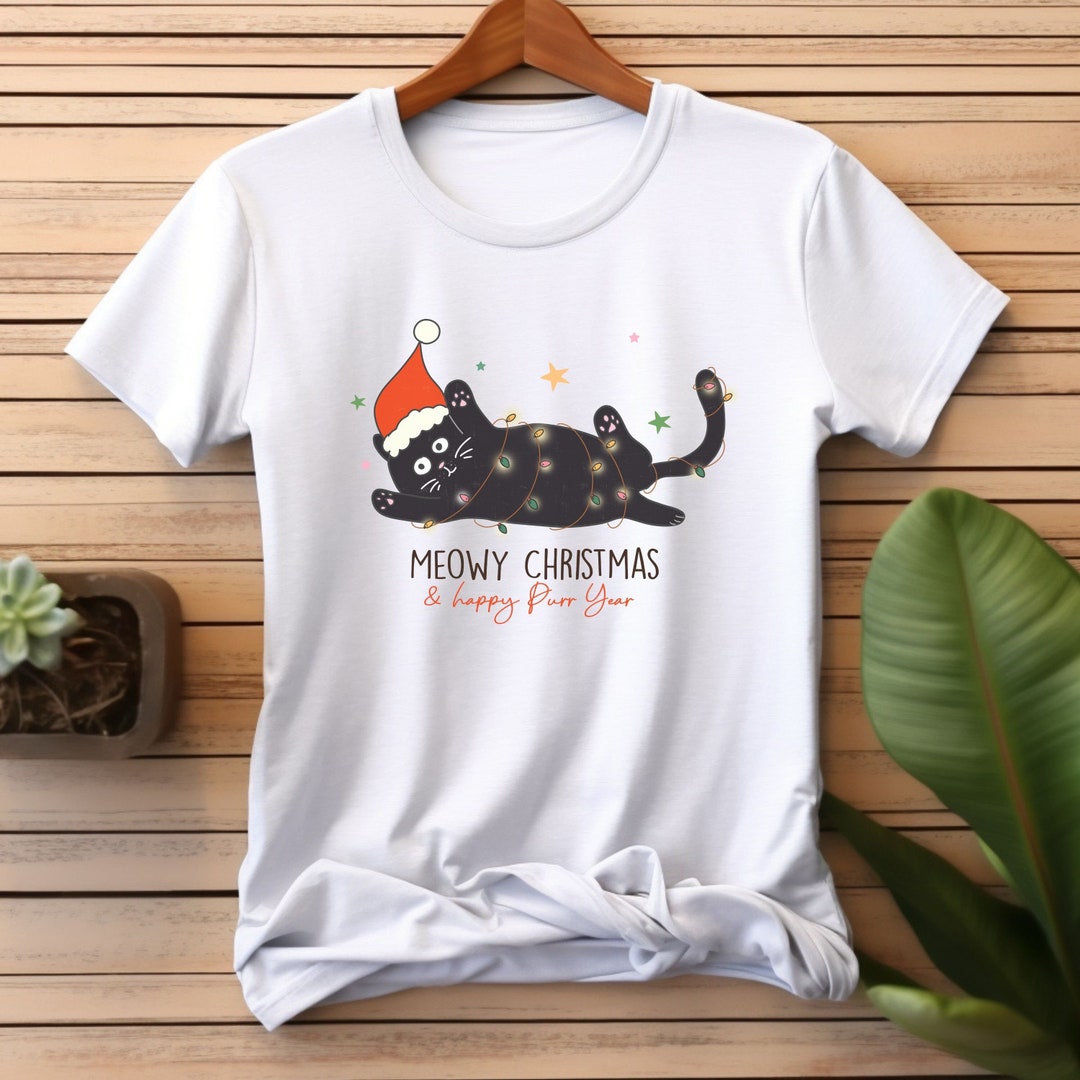 Christmas Tshirt Merry Christmas Shirt Cat Christmas Shirt Etsy