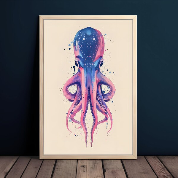 Squid Wall art | Octopus Wall Art | Squid Poster | Octopus Poster | Octopus Art Print | Nautical art | Squid | Octopus Digital Print