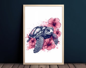 Sea Turtle Wall Art | Sea Turtle Print | Sea Turtle Digital Print | Sea Turtle Wall Art Print | Turtle Art Print | Nautical art | Sea Turtle