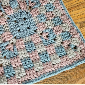 Patrón de crochet cuadrado de abuela a cuadros Hilo Aran intermedio PDF