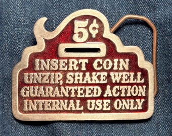 Vintage 5 Cent Insert Coin Belt Buckle