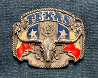 Vintage Texas Longhorn Skull Belt Buckle