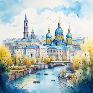 Golden Kyiv Skyline