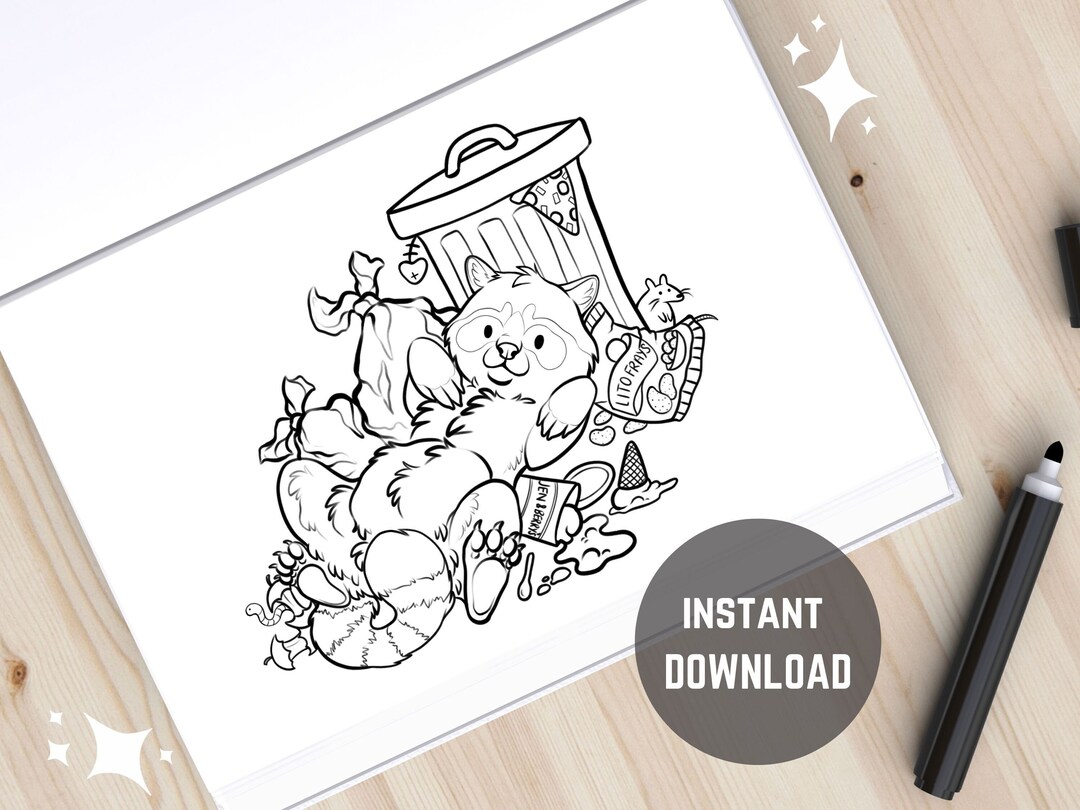 Raccoon Coloring Page, Raccoon Printables, Coloring Pages, Adult ...