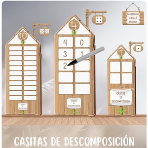 Imprimible Casitas para descomposición 1-10 Castellano/Catalán/Inglés