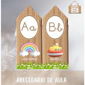 Imprimible Abecedario de aula Castellano/Catalaans/Englés