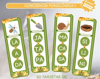Imprimibles Tarjetas de Conciencia Fonológica Primavera.