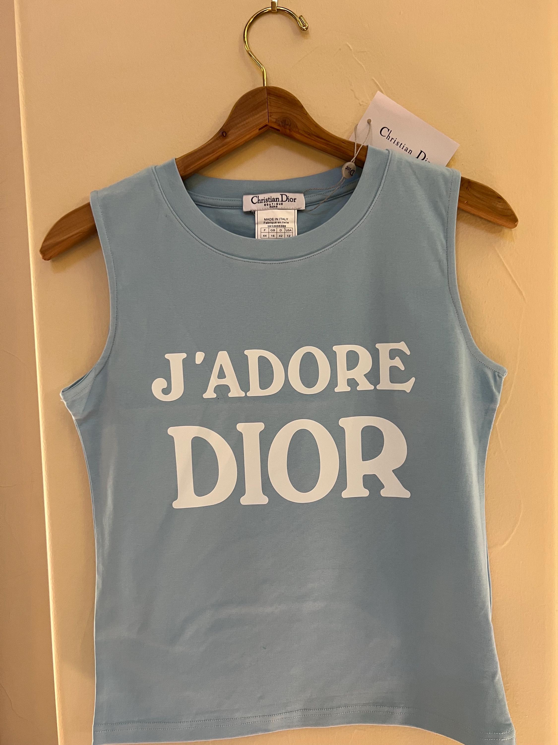 J'ADORE DIOR タンクトップ ベロアロゴ　うすブルーグレー J'ADORE DIOR タンクトップ ベロアロゴ うすブルーグレー DIOR