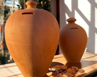 Terracotta Piggy Bank Vase: Pottery Coin Bank, Home Decor