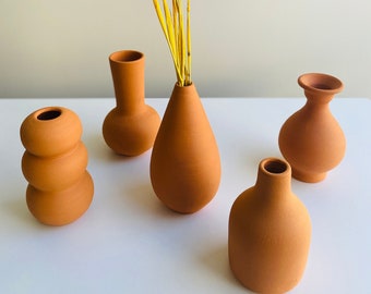 Terracotta Vase,Handmade Tiny Vase,Pottery Vase,Rustic Clay Vase,Ceramic Vase,Bohemian Decor Vases, Dried Flower Vase,Mother’s Day Gift,Gift