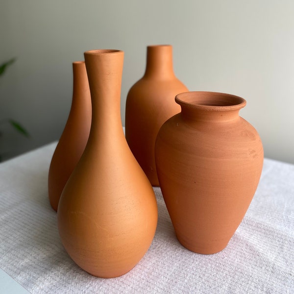 Terrakotta Vase,Handgefertigte Vase,rustikale Tonvase,Keramikvase,Boho Dekor Vasen,Trockenblumenvase,Geschenk für Haus,Dekoration,Muttertagsgeschenk