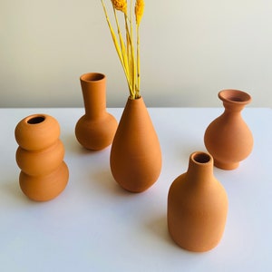 Terracotta vaas, handgemaakte kleine vaas, aardewerkvaas, rustieke kleivaas, keramische vaas, boho decorvazen, gedroogde bloemenvaas, Moederdagcadeau, cadeau