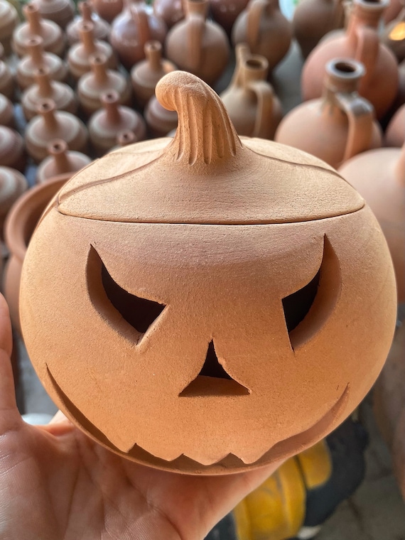 Ceramic Pumpkin,halloween Decor,jack O Lantern, Terracotta Pumpkin