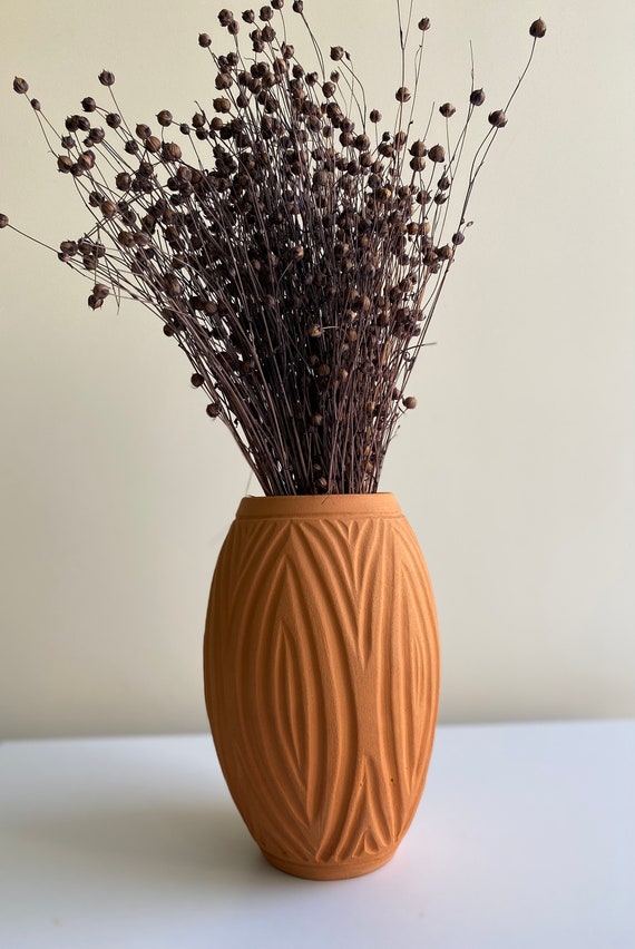 Handmade Terracotta Vase: Rustic Bohemian Decor, Dried Flower Vase