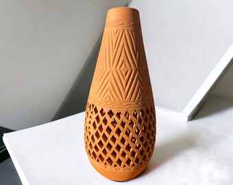 Terrakotta Vase,Handgefertigte Vase,Geometrische Vase,Innen Dekor,Ton Vase,Keramikvase,Boho Dekor Vasen,Getrocknete Blumenvase,Haus,Muttertagsgeschenk