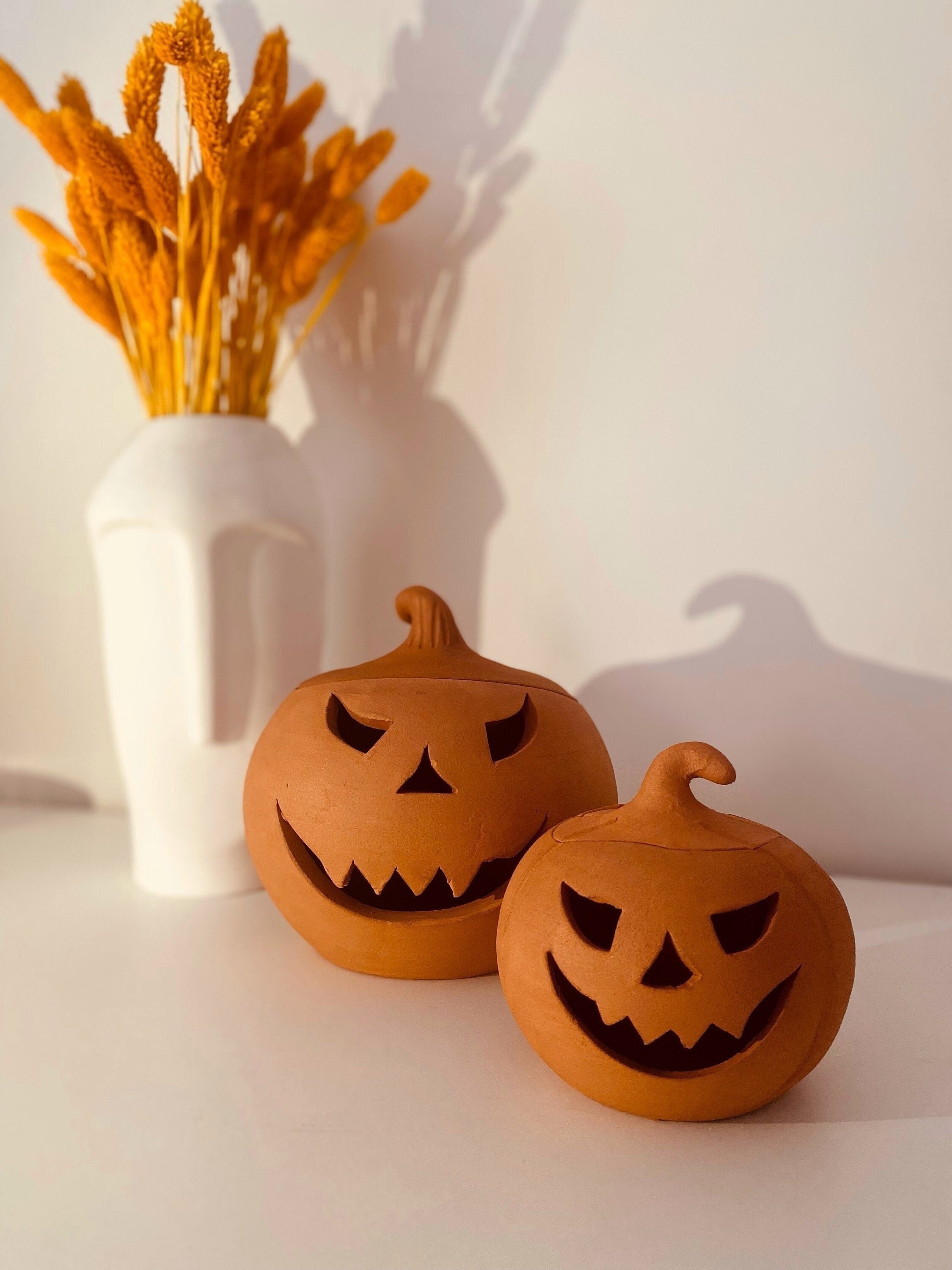 Ceramic Pumpkin,halloween Decor,jack O Lantern, Terracotta Pumpkin