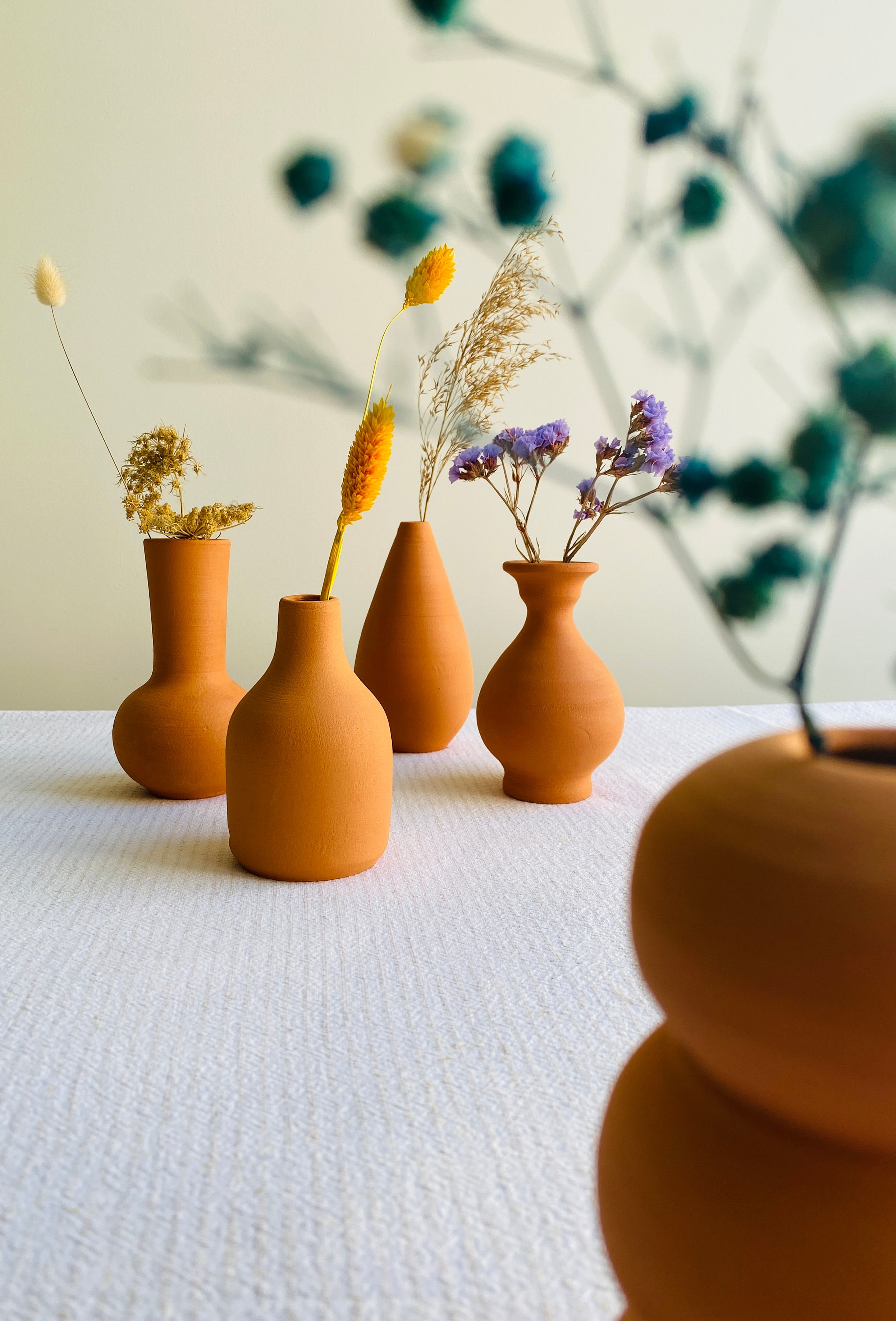 Terracotta Vase,Handmade Tiny Vase,Pottery Vase,Rustic Clay Vase,Ceramic Vase,Bohemian Decor Vases,Dried Flower Vase,Mother's Day Gift
