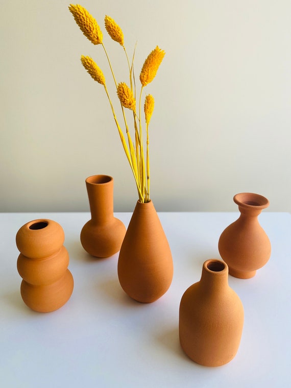 Terracotta Vase,handmade Tiny Vase,pottery Vase,rustic Clay Vase,ceramic Vase,bohemian Decor Vases,dried Flower Vase,mother's Day Gift