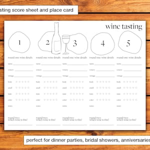 Carta di degustazione di vini stampabile - Scarica - Ideale per degustazioni di vini alla cieca per feste, addio al nubilato, anniversari e altro ancora!